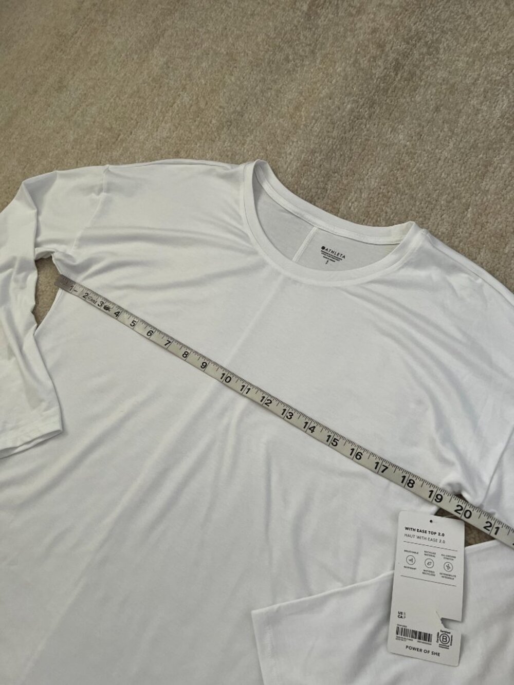 NWT Athleta With Ease 2.0 Long Sleeve White Top S - Picture 6 of 10